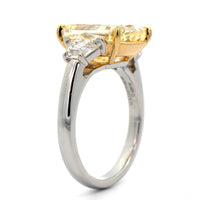 Platinum and 18K Yellow Gold 3 Stone Fancy Yellow Diamond Ring