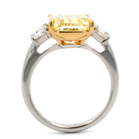 Platinum and 18K Yellow Gold 3 Stone Fancy Yellow Diamond Ring