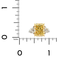 Platinum and 18K Yellow Gold 3 Stone Fancy Yellow Diamond Ring