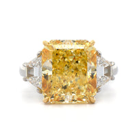 Platinum and 18K Yellow Gold 3 Stone Fancy Yellow Diamond Ring