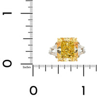 Platinum and 18K Yellow Gold 3 Stone Fancy Yellow Diamond Ring