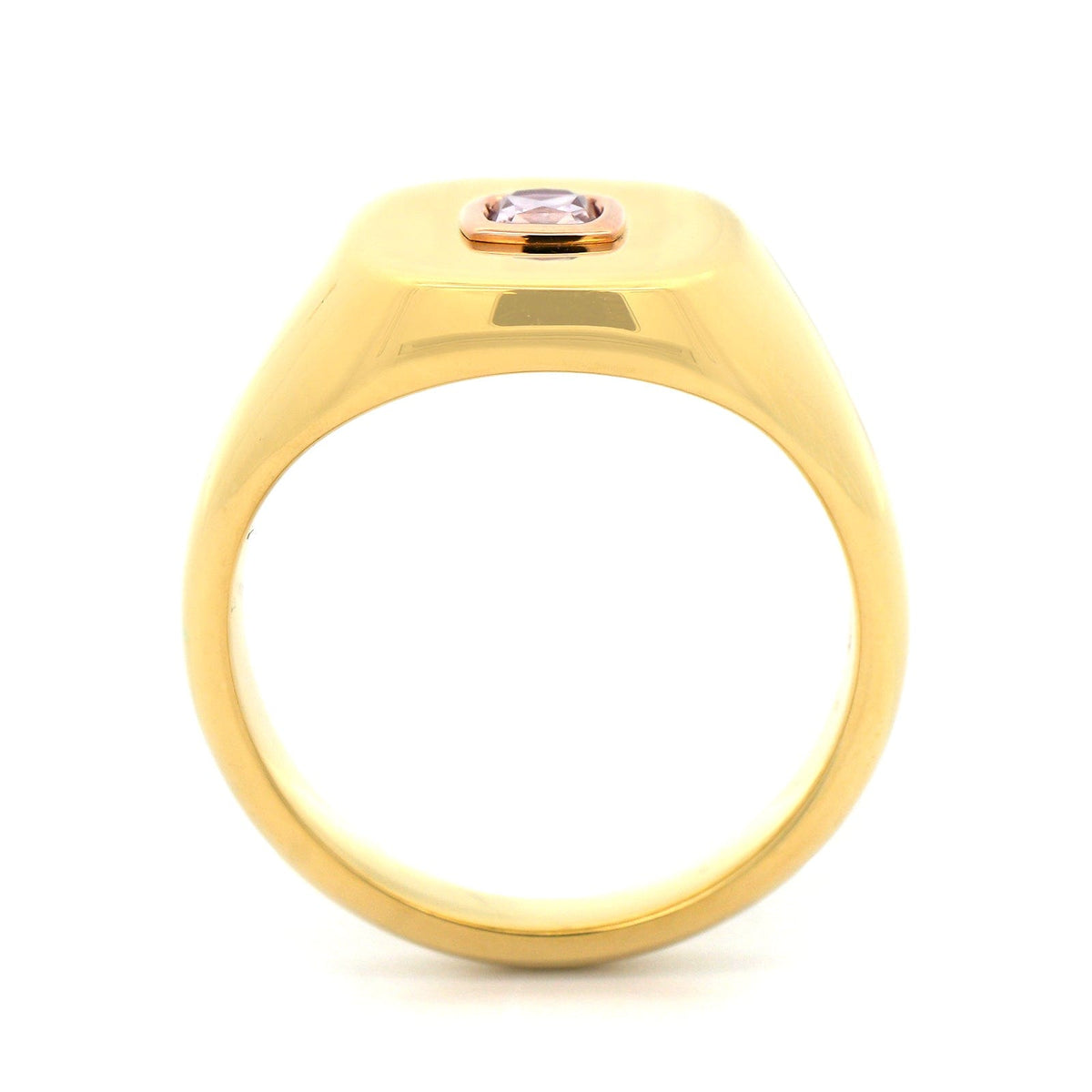 18K Yellow and 20K Rose Gold Bezel Set Pink Diamond Ring