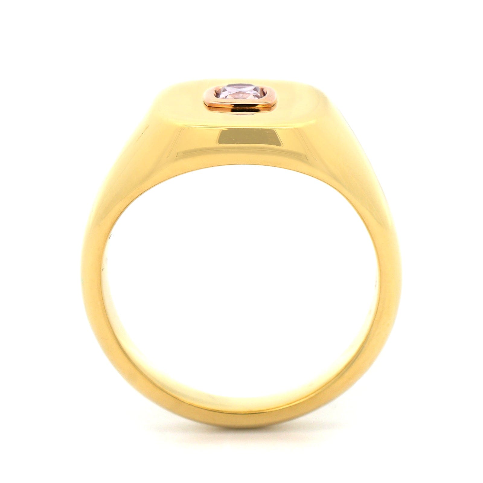 18K Yellow and 20K Rose Gold Bezel Set Pink Diamond Ring