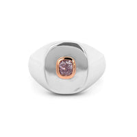 18K White and 20K Rose Gold Bezel Set Pink Diamond Ring