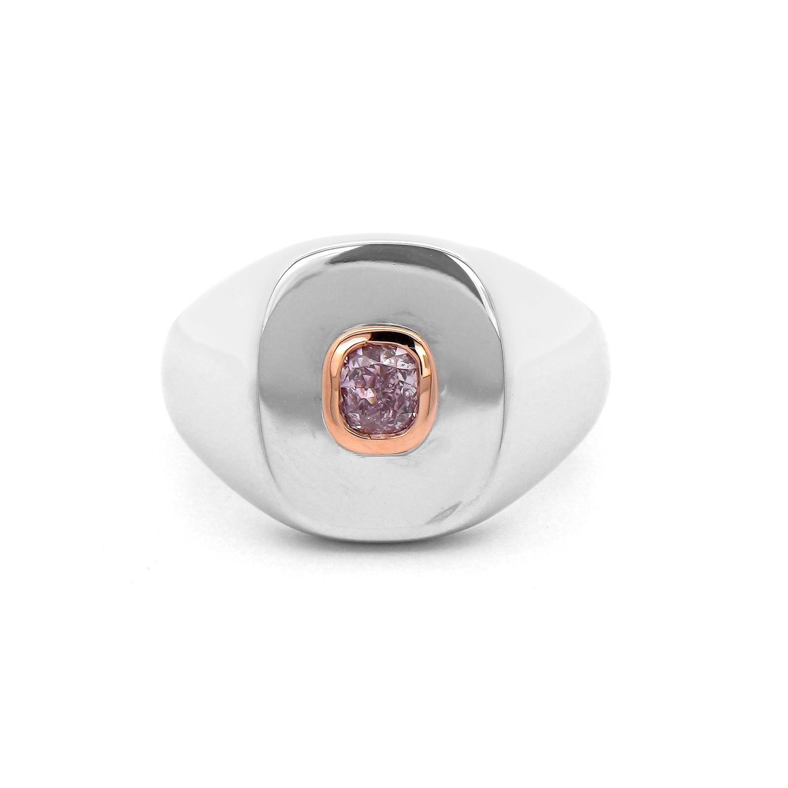 18K White and 20K Rose Gold Bezel Set Pink Diamond Ring