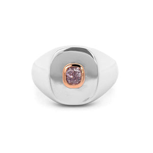 18K White and 20K Rose Gold Bezel Set Pink Diamond Ring