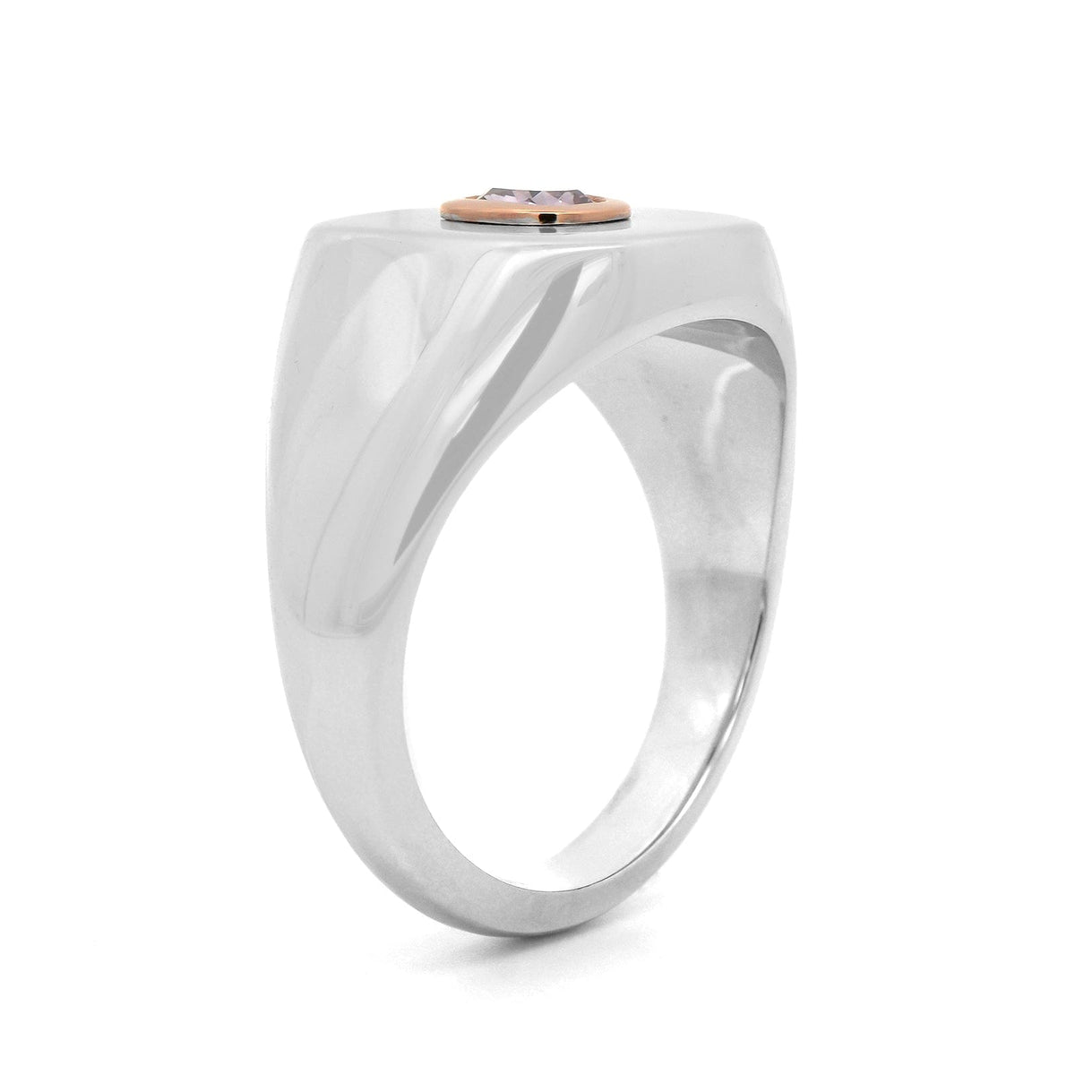 18K White and 20K Rose Gold Bezel Set Pink Diamond Ring