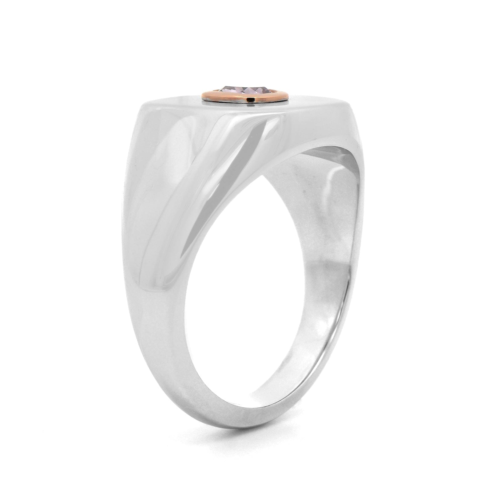 18K White and 20K Rose Gold Bezel Set Pink Diamond Ring