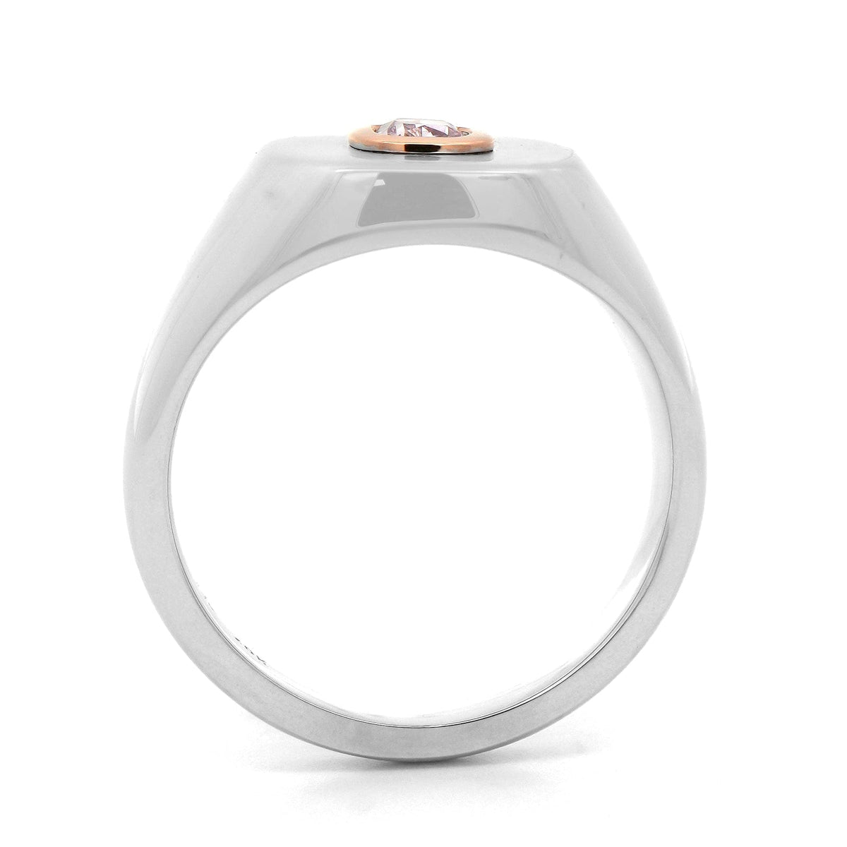 18K White and 20K Rose Gold Bezel Set Pink Diamond Ring