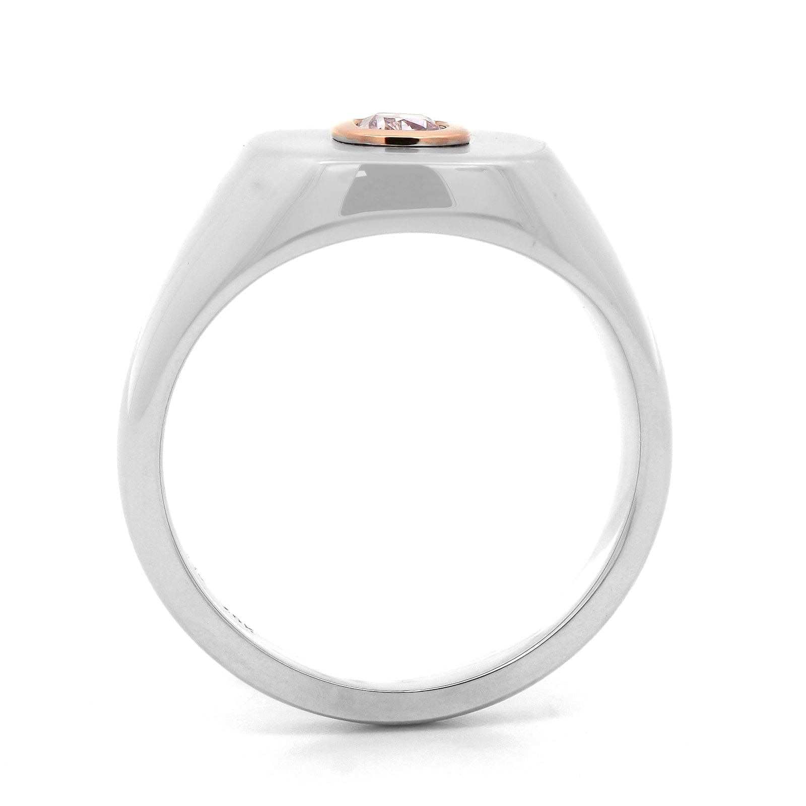 18K White and 20K Rose Gold Bezel Set Pink Diamond Ring