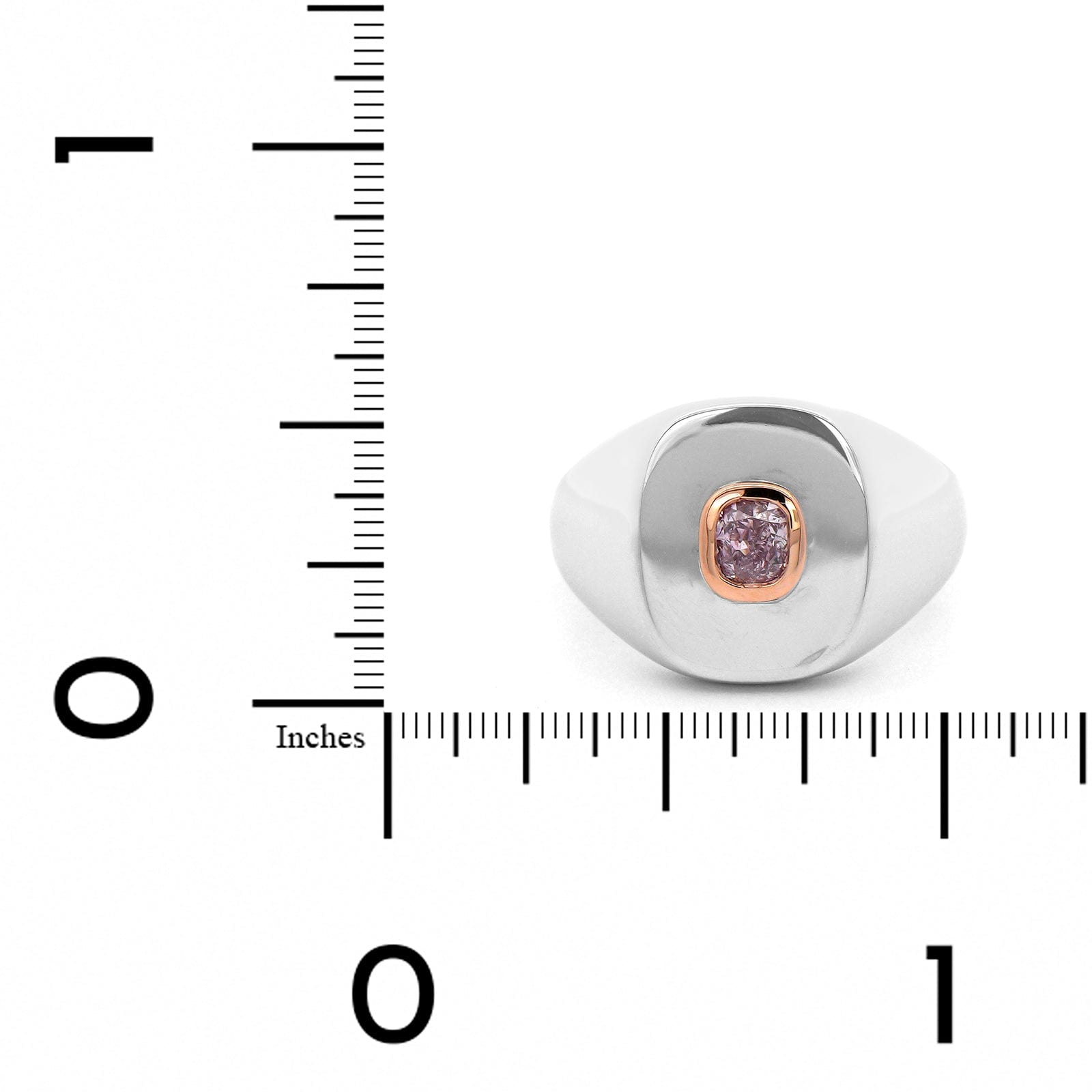 18K White and 20K Rose Gold Bezel Set Pink Diamond Ring