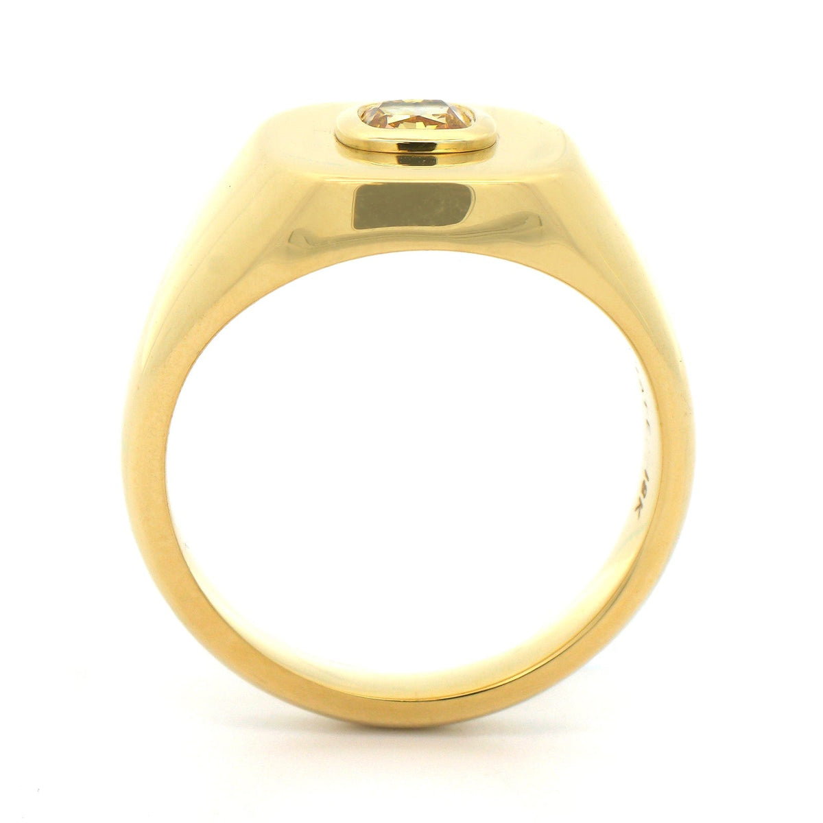 18K Yellow Gold Bezel Set Yellow Diamond Signet Ring