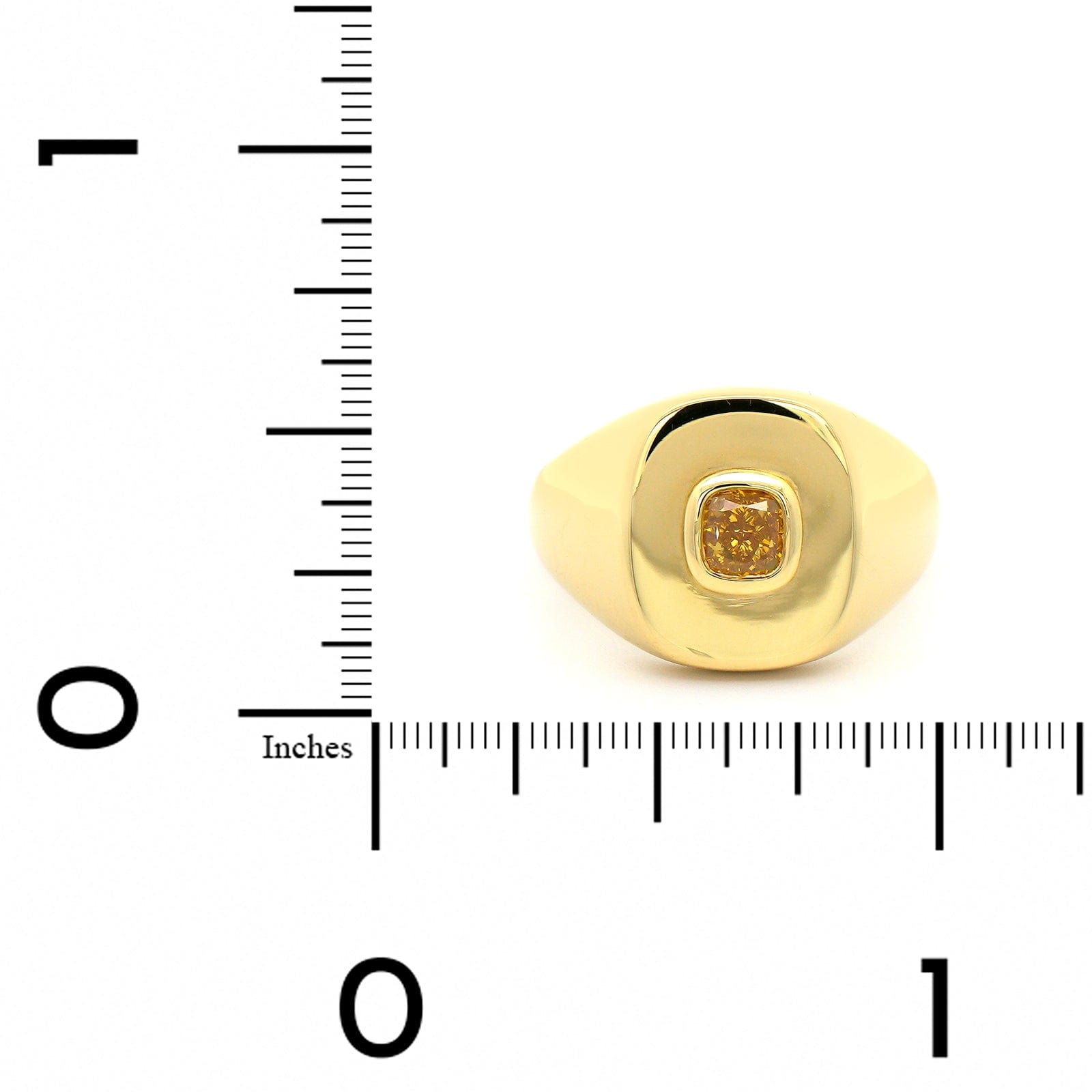 18K Yellow Gold Bezel Set Yellow Diamond Signet Ring
