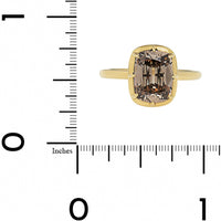 18K Yellow Gold Cushion Shaped Brown Diamond Ring