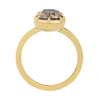 18K Yellow Gold Cushion Shaped Brown Diamond Ring