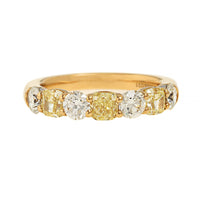 18K Yellow Gold and Platinum Alternating Fancy Yellow and White Diamond Band