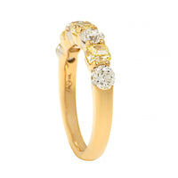 18K Yellow Gold and Platinum Alternating Fancy Yellow and White Diamond Band
