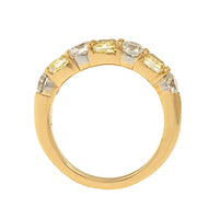18K Yellow Gold and Platinum Alternating Fancy Yellow and White Diamond Band