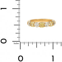 18K Yellow Gold and Platinum Alternating Fancy Yellow and White Diamond Band