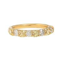 18K Yellow Gold and Platinum Alternating Fancy Yellow and White Diamond Band