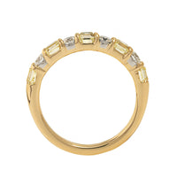 18K Yellow Gold and Platinum Alternating Fancy Yellow and White Diamond Band