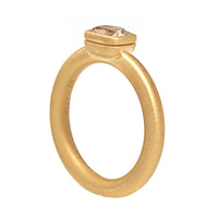 Jade Ruzzo 18K Yellow Gold Bezel Set Cushion Cut Brown Diamond Ring