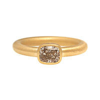 Jade Ruzzo 18K Yellow Gold Bezel Set Cushion Cut Brown Diamond Ring