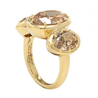 18K Yellow Gold 3 Stone Oval Brown Diamond Ring