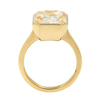 18K Yellow Gold Bezel Framed Radiant Cut Yellow Diamond Ring