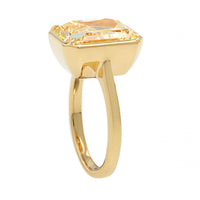 18K Yellow Gold Bezel Framed Radiant Cut Yellow Diamond Ring