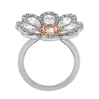 Platinum and 18K Rose Gold Pink and White Diamond Flower Ring