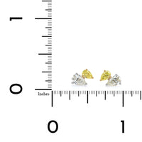 18K White Gold 2 Stone Pear Shaped Yellow Diamond Stud Earrings