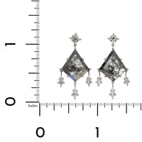 18K White Gold Salt & Pepper Kite Shaped Diamond Earrings