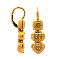 18K Yellow Gold Multi Cut Yellow Diamond Drop Earrings