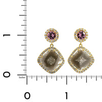 18K Yellow Gold Diamond and Spinel Drop Earrings