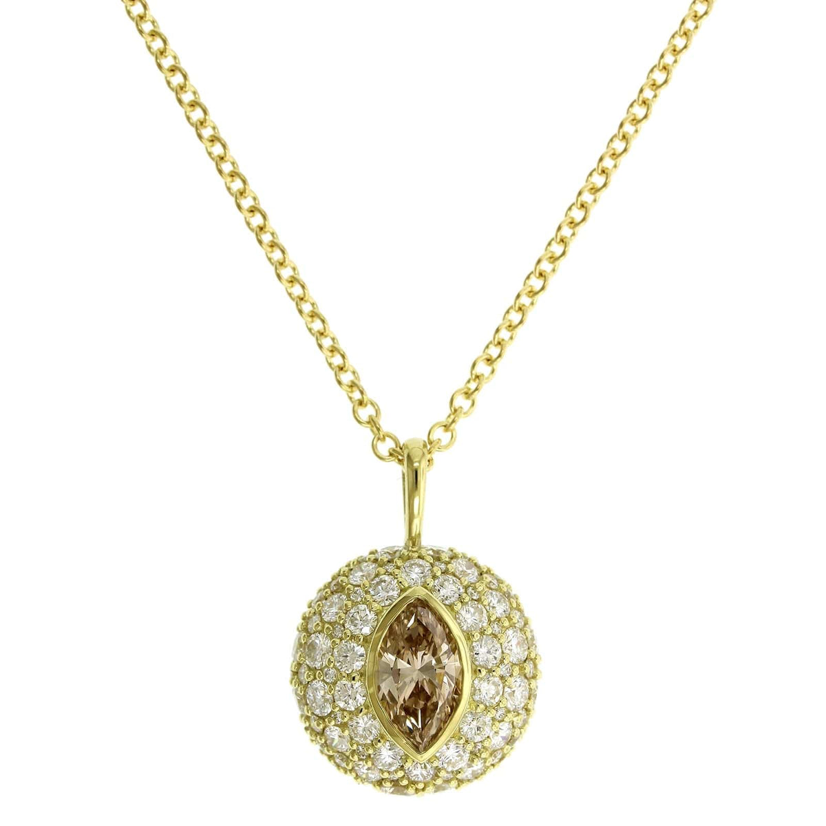 18K Yellow Gold Brown Marquise Diamond Pendant