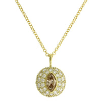 18K Yellow Gold Brown Marquise Diamond Pendant