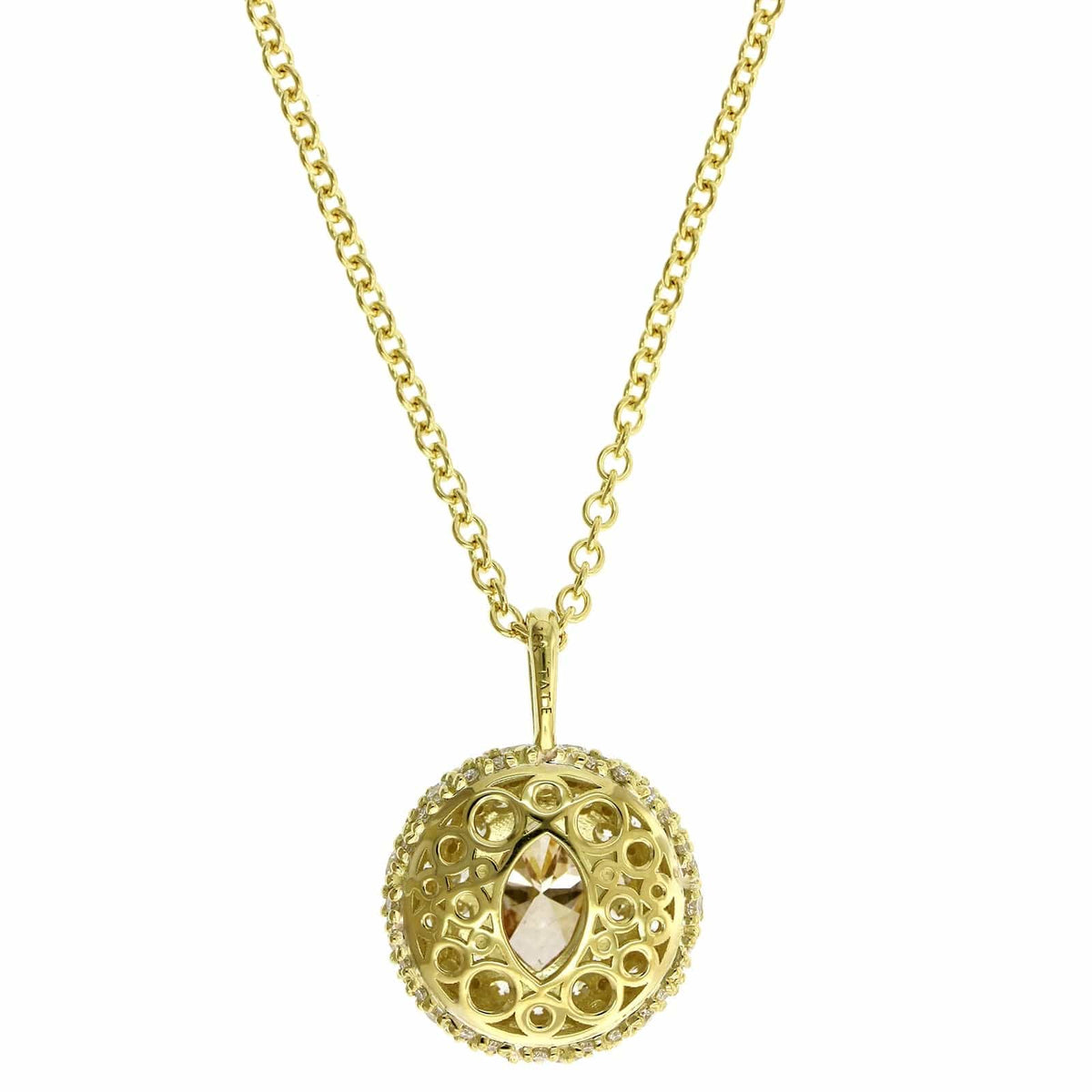 18K Yellow Gold Brown Marquise Diamond Pendant