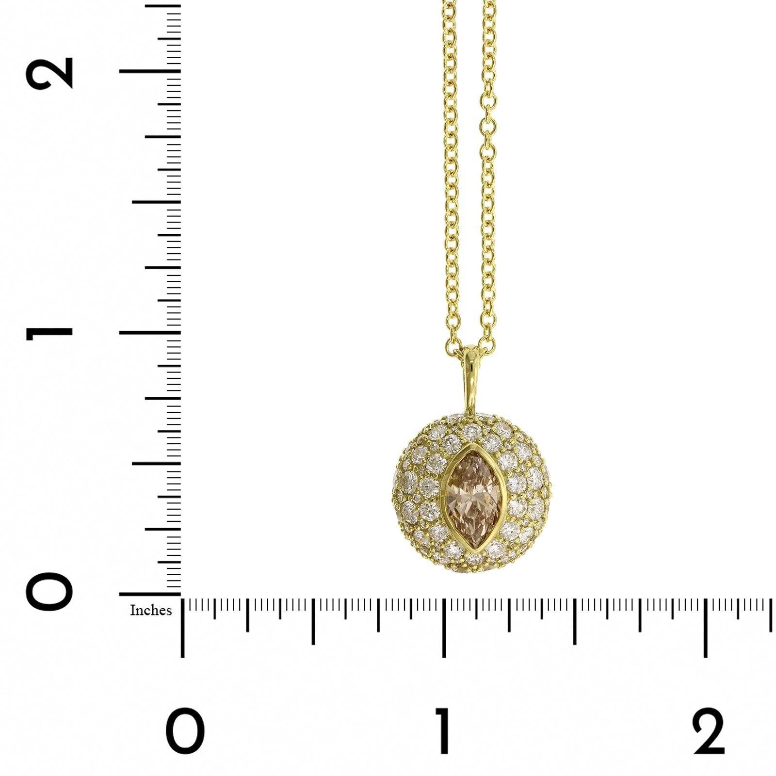 18K Yellow Gold Brown Marquise Diamond Pendant