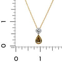14K Two Tone Pear Shaped Yellow Diamond Pendant Necklace