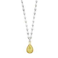 Etho Maria 18K White and Yellow Gold Fancy Yellow Pear Shaped Diamond Pendant Necklace