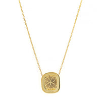 18K Yellow Gold Rustic Cushion Cut Yellow Diamond Pendant Necklace