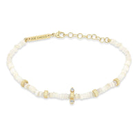 Zoe Chicco 14K Yellow Gold Fire Opal Bead Bracelet with Diamonds
