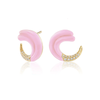 18K Yellow Gold Pink Opal Seashell Earrings