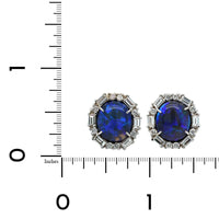 18K White Gold Oval Opals & Diamond Halo Earrings