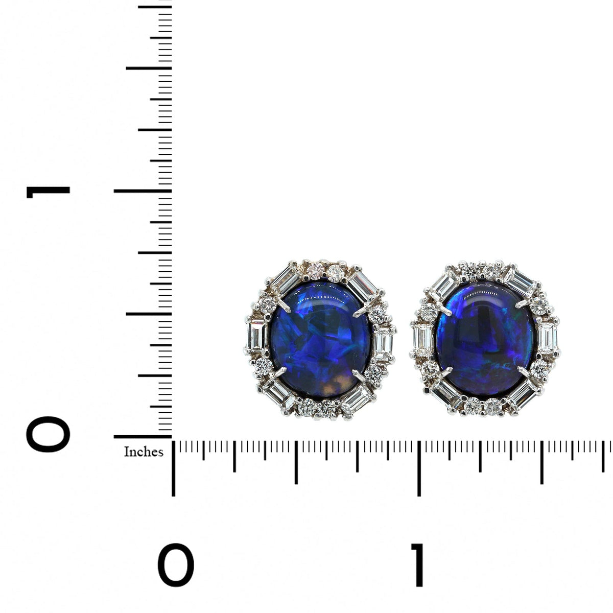 18K White Gold Oval Opals & Diamond Halo Earrings