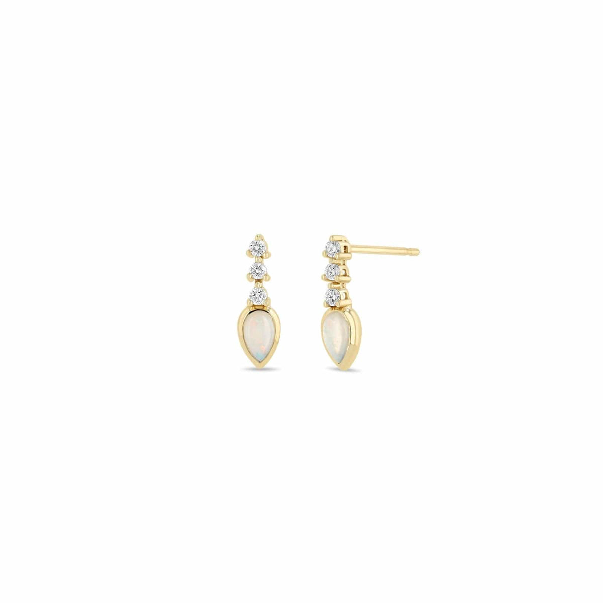 Zoe Chicco 14K Yellow Gold Diamond and White Opal Drop Tennis Earrings