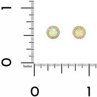 14K Yellow Gold Opal and Diamond Halo Stud Earrings