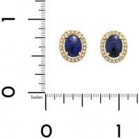 18K Yellow Gold Oval Opal and Diamond Halo Earrings