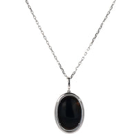 18K White Gold Sapphire, Black Opal, and Diamond Pendant Necklace